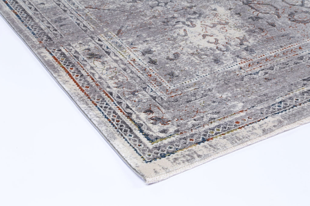 Almeras E0047-110 Grey Multicolour Diamond Border Rug – view 5