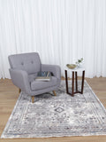 Almeras E0047-110 Grey Multicolour Diamond Border Rug styled with furniture
