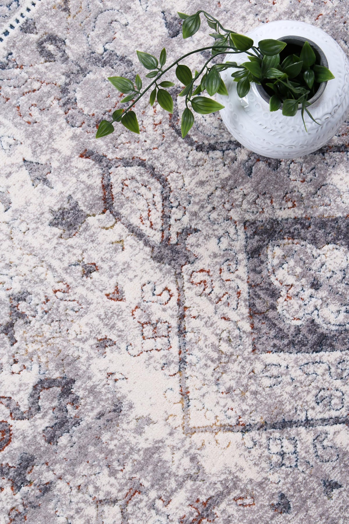 Almeras E0047-110 Grey Multicolour Diamond Border Rug – view 3