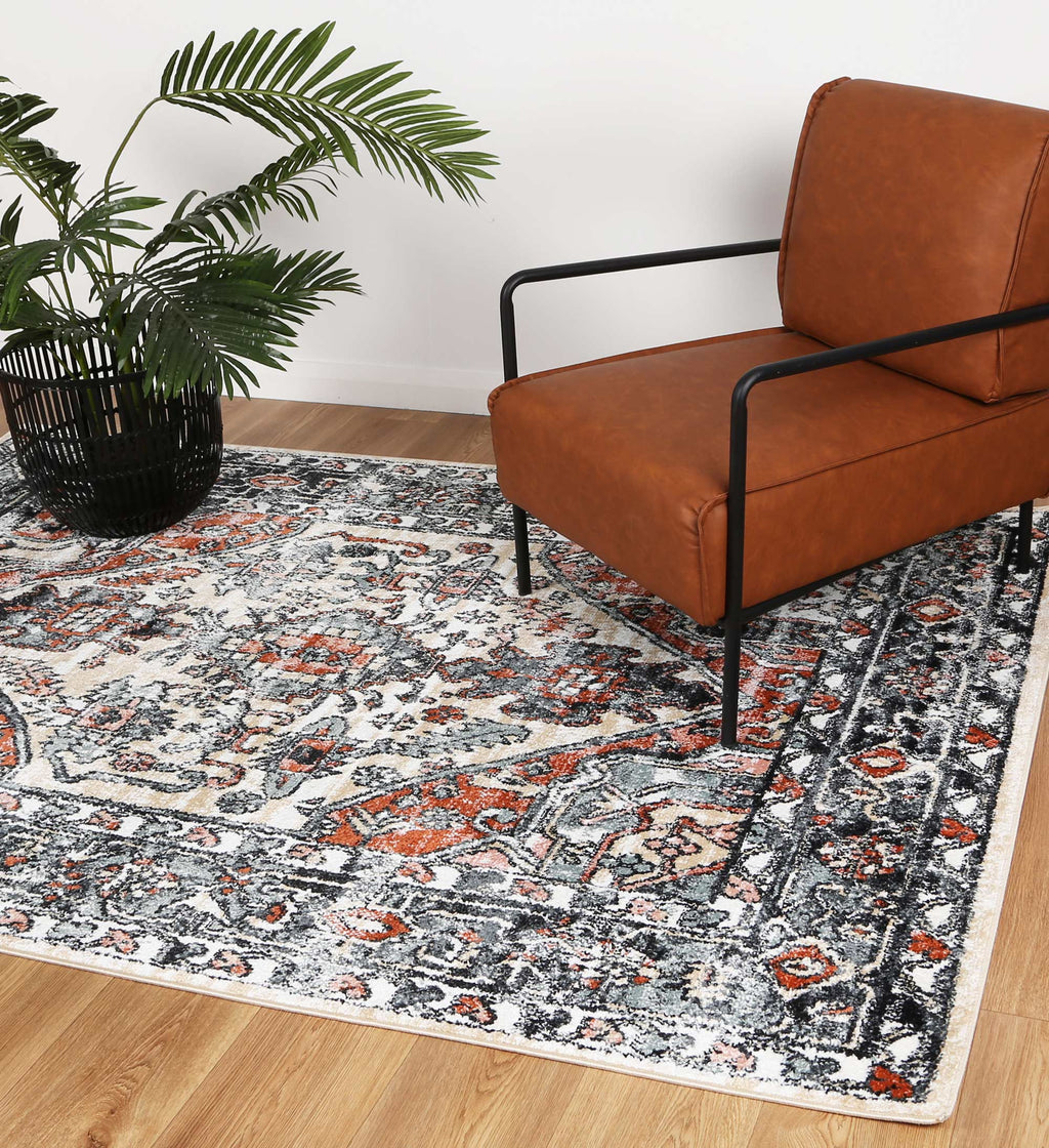 Estate Manor Traditional Beige Rug - 02BEIG styled with furniture
