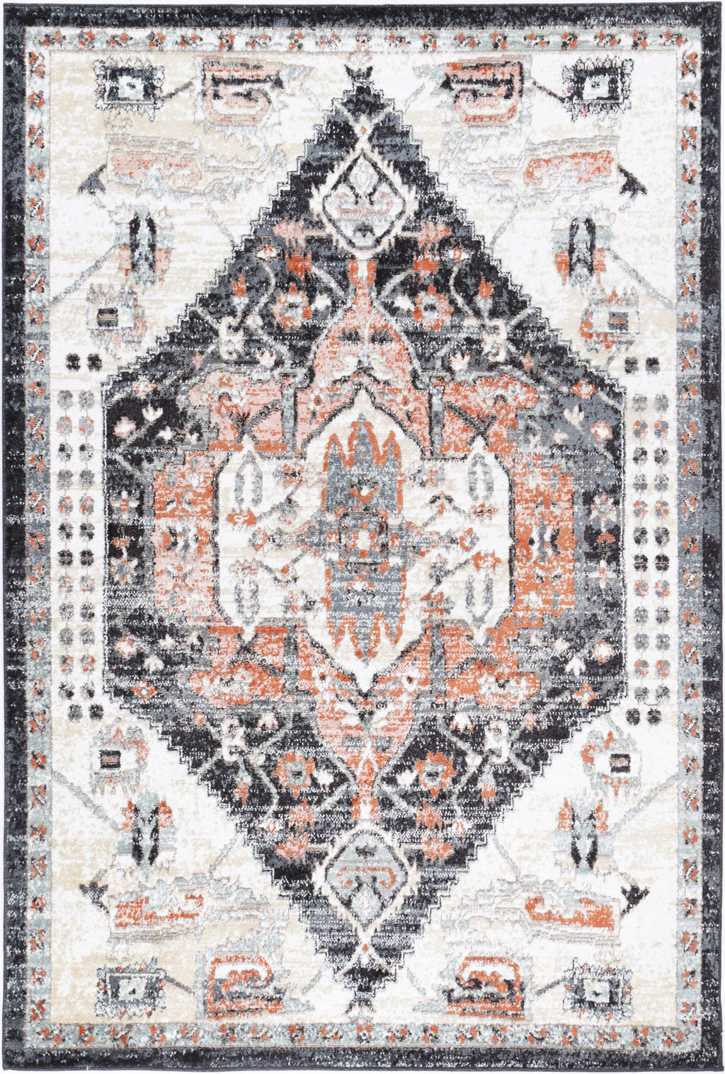 Estate Fair Field Traditional Black Rug - 03CREA full product view