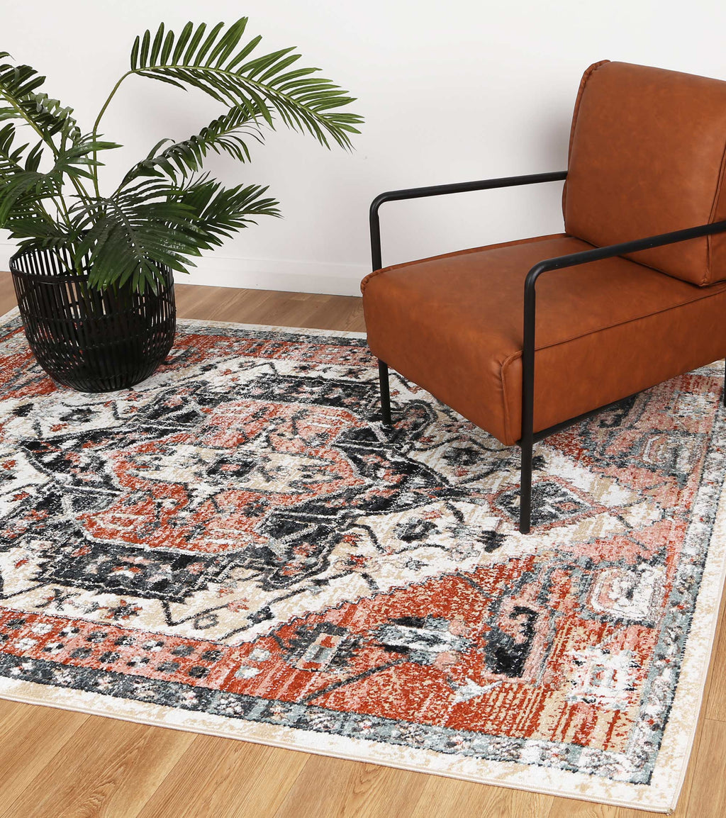 Estate Xanadu Traditional Terracotta Rug - 04TERR styled with furniture