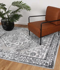 Estate Safra Traditional Grey Rug - 09GREY styled with furniture