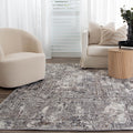 Expressions EX01 Grey Abstract Rug styled with furniture