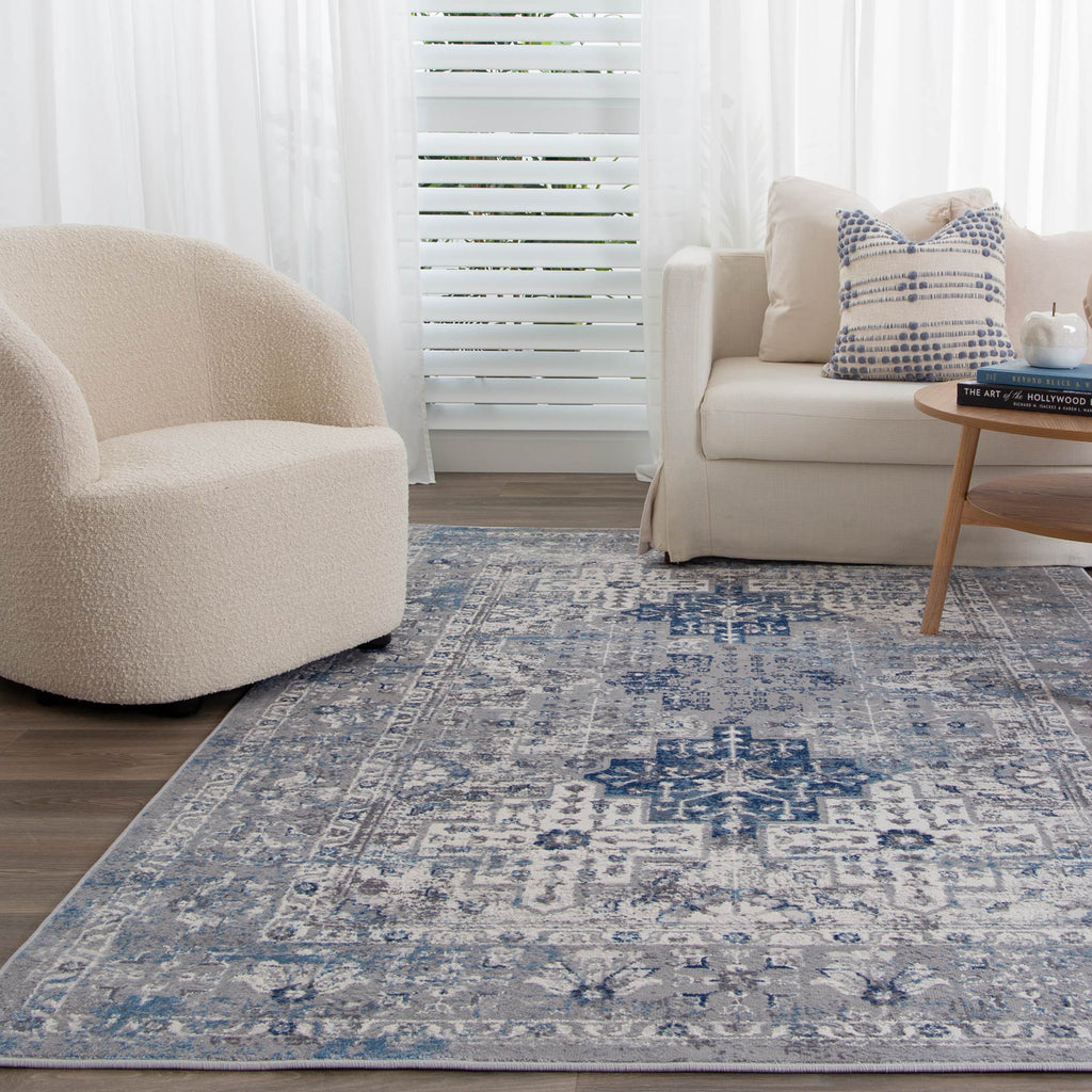 Expressions EX05 Navy Blue Oriental Rug styled with furniture