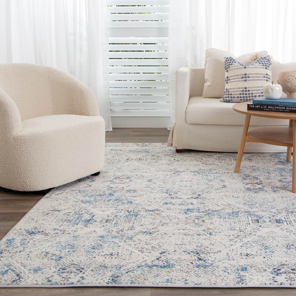 Expressions EX06 Navy Blue Ikat Rug styled with furniture