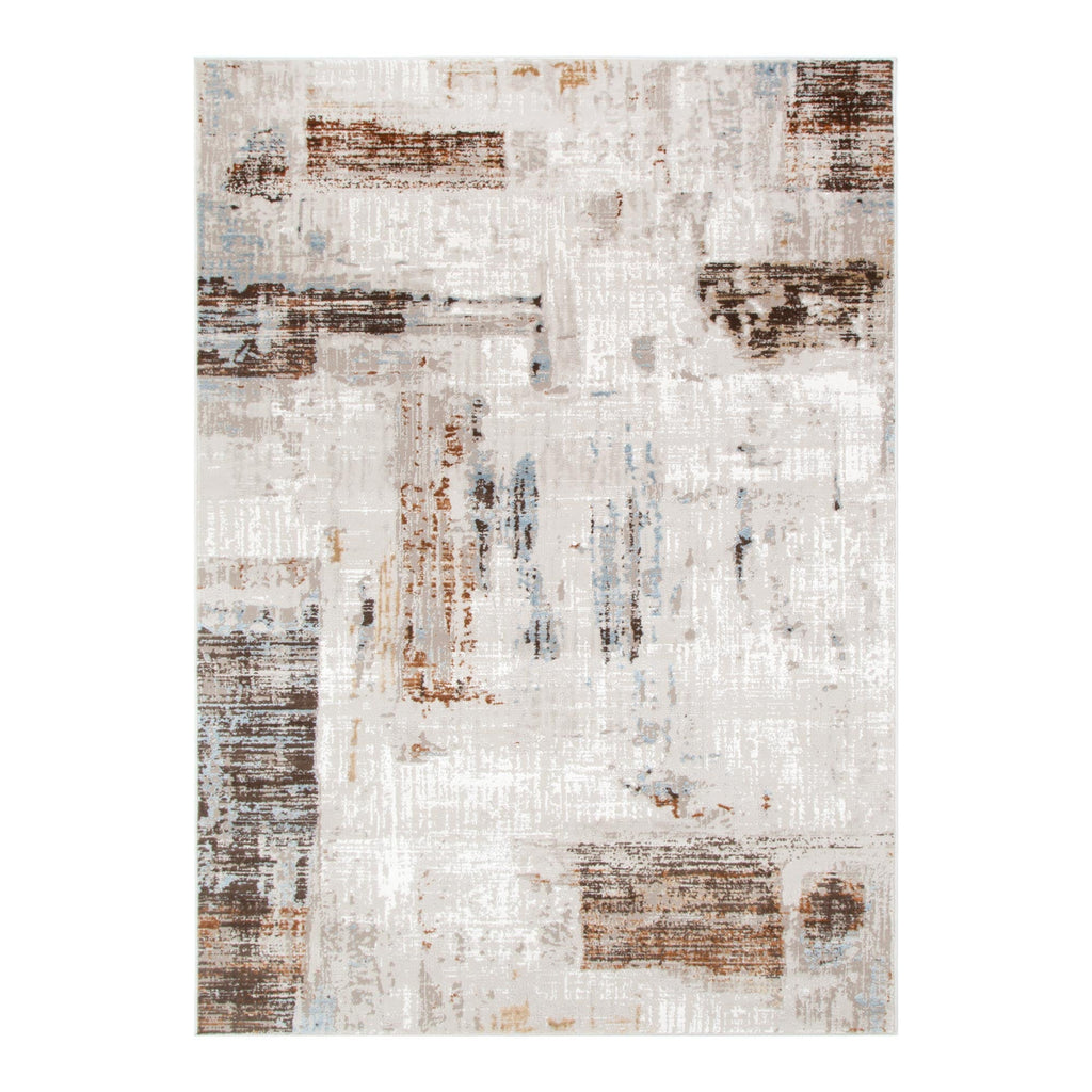 Expressions EX13 White Brown Abstract Rug – view 2