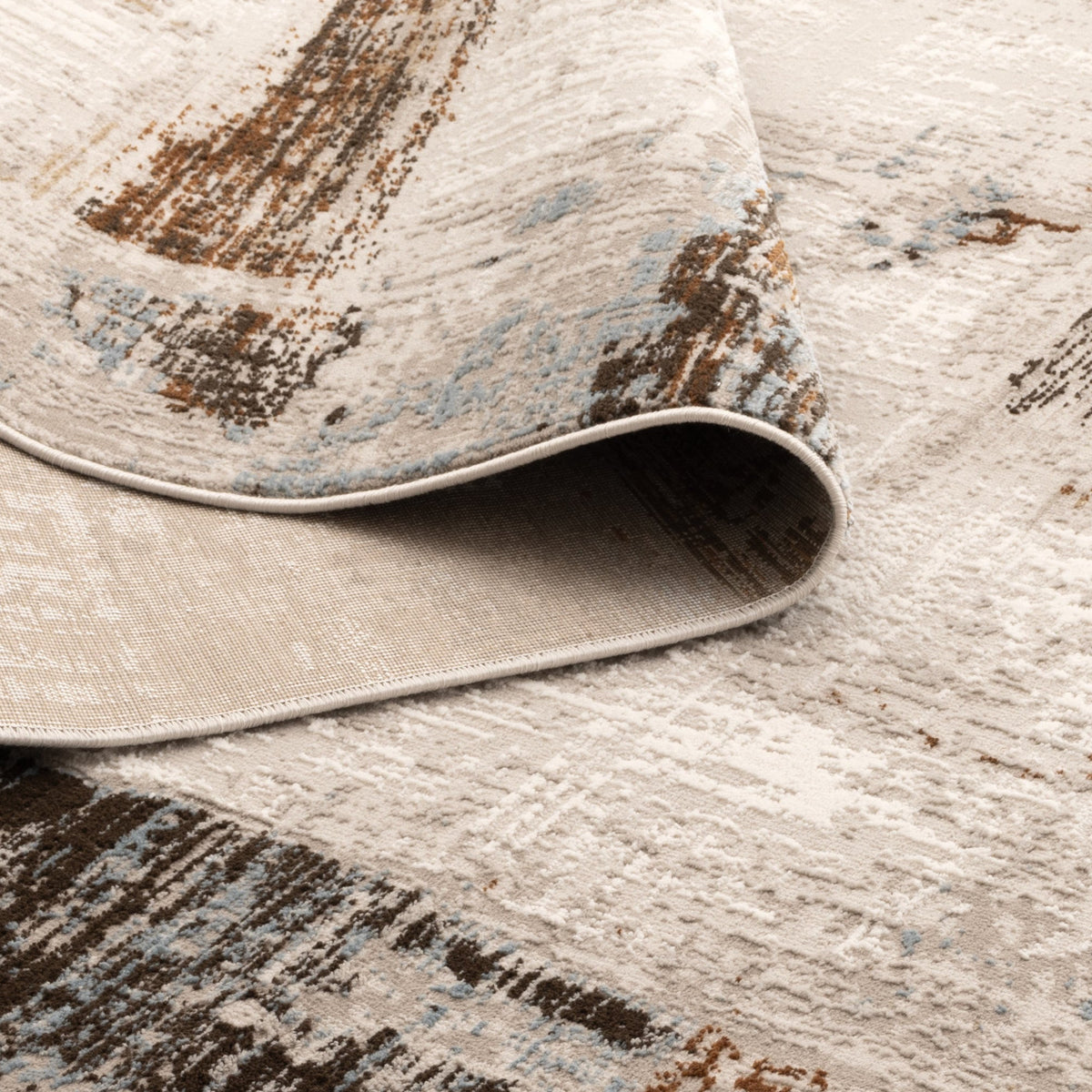 Expressions EX13 White Brown Abstract Rug – view 4