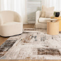 Expressions EX13 White Brown Abstract Rug styled with furniture