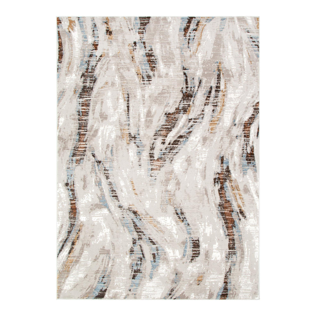 Expressions EX14 White Grey Abstract Rug – view 2