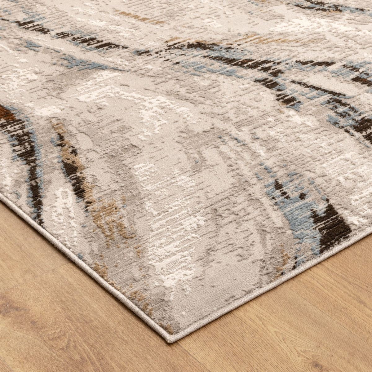 Expressions EX14 White Grey Abstract Rug – view 3