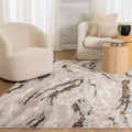 Expressions EX14 White Grey Abstract Rug styled with furniture