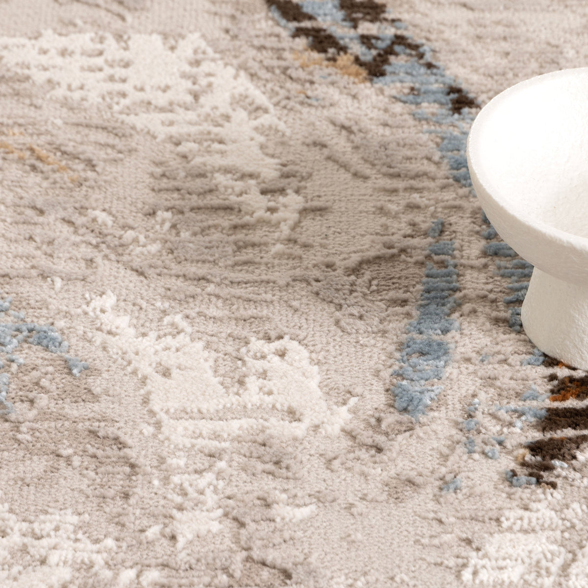 Expressions EX14 White Grey Abstract Rug – view 5