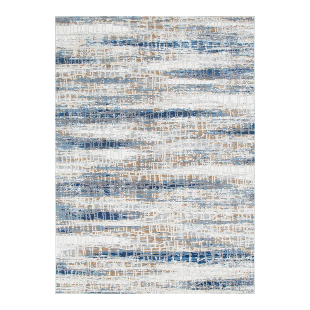 Expressions EX15 White Dark Blue Linear Rug – view 2