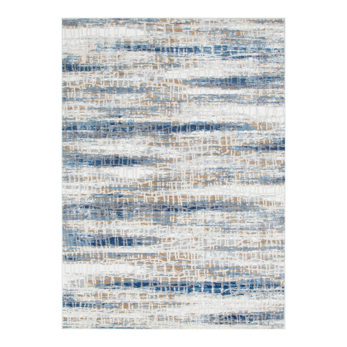 Expressions EX15 White Dark Blue Linear Rug – view 2
