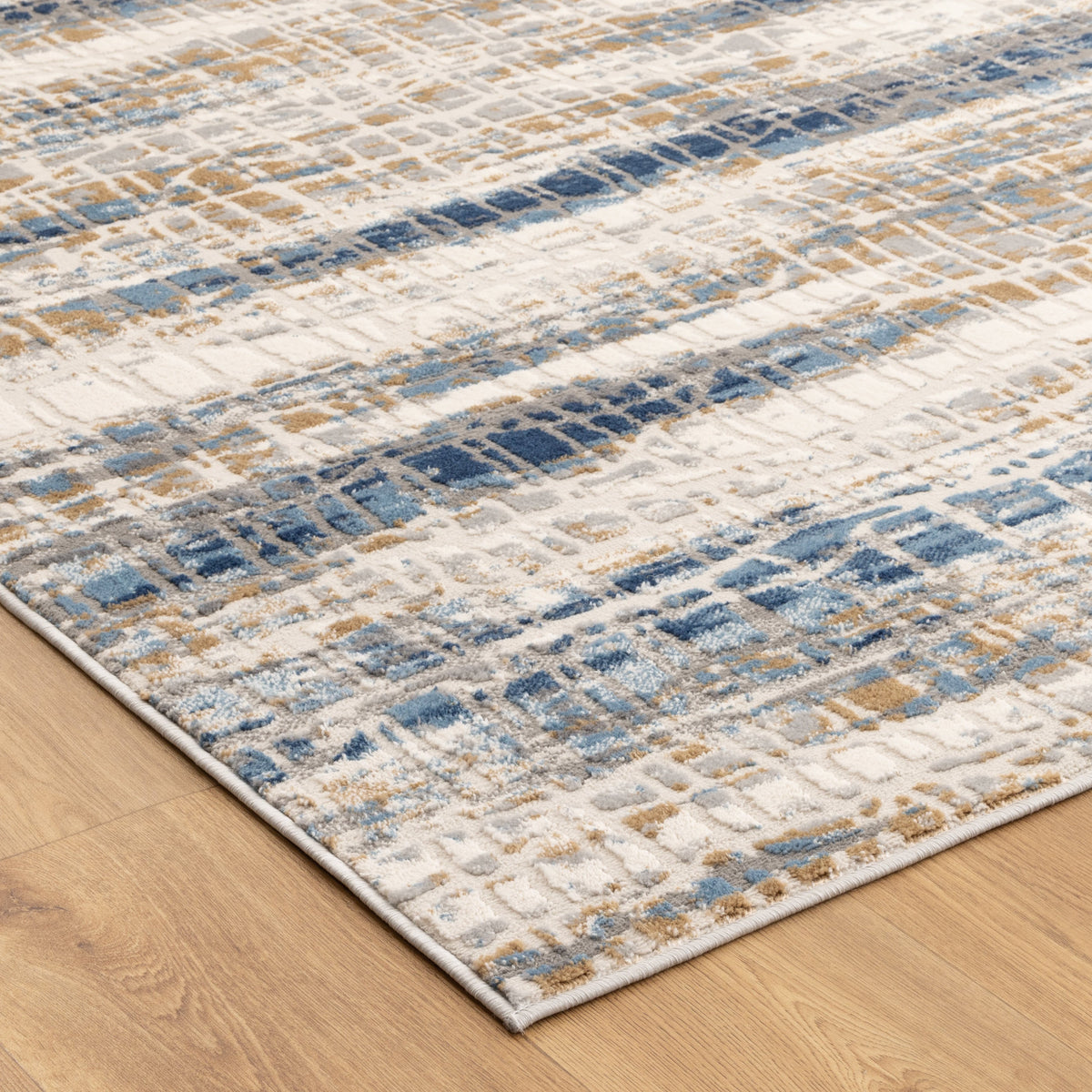 Expressions EX15 White Dark Blue Linear Rug – view 3