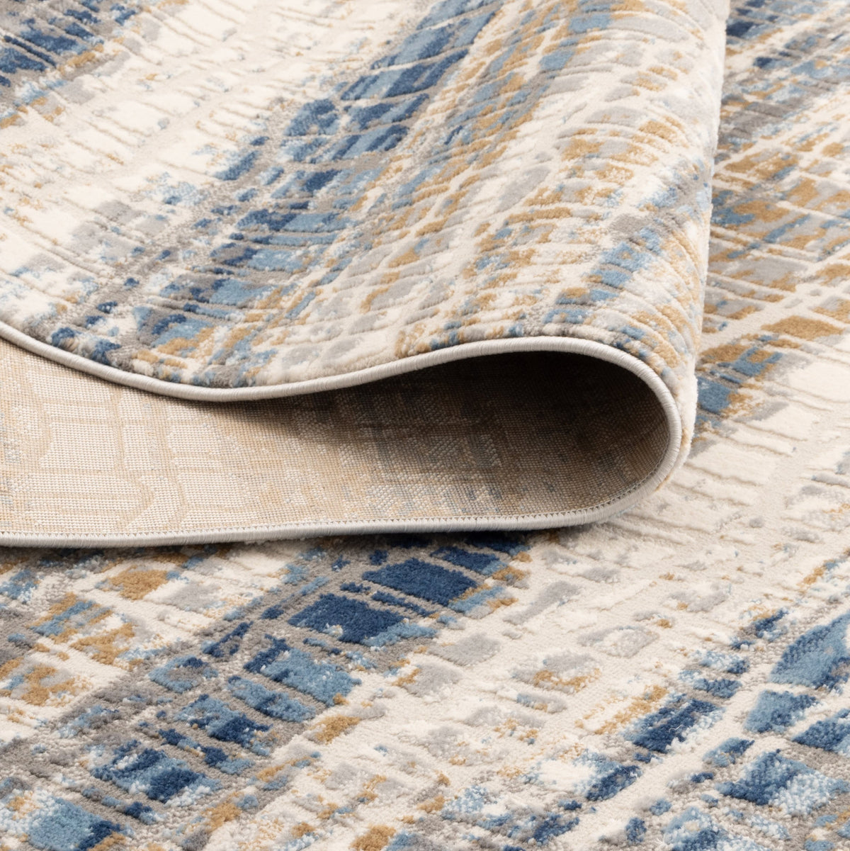 Expressions EX15 White Dark Blue Linear Rug – view 4
