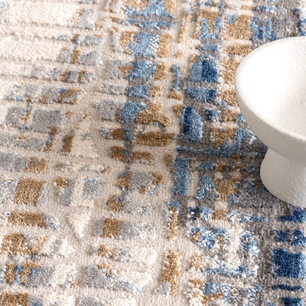 Expressions EX15 White Dark Blue Linear Rug – view 5