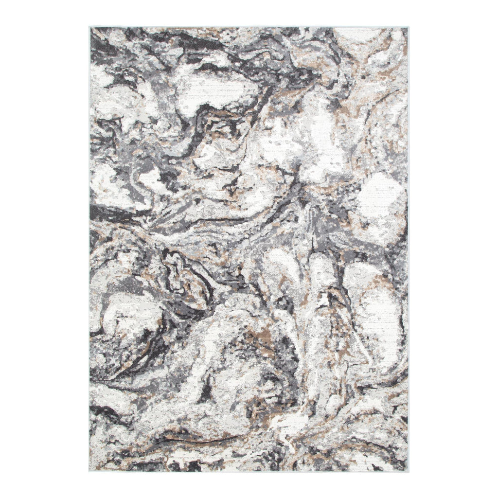 Expressions EX16 White Dark Grey Abstract Rug – view 2