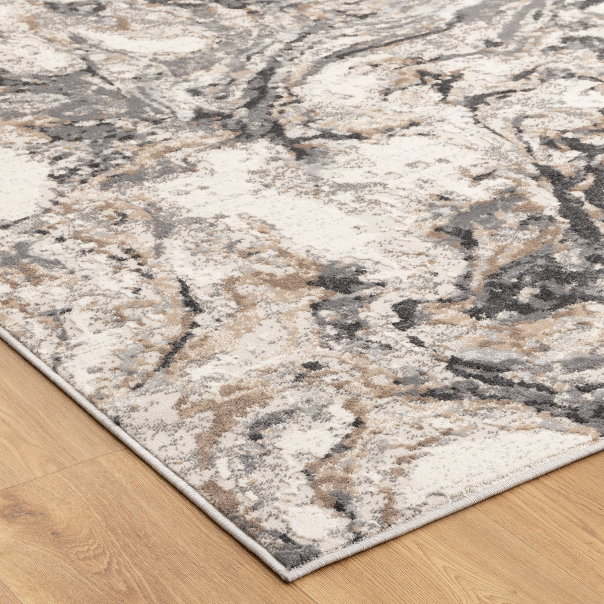 Expressions EX16 White Dark Grey Abstract Rug – view 3