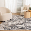Expressions EX16 White Dark Grey Abstract Rug styled with furniture
