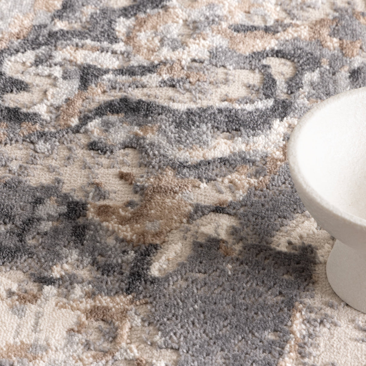 Expressions EX16 White Dark Grey Abstract Rug – view 5