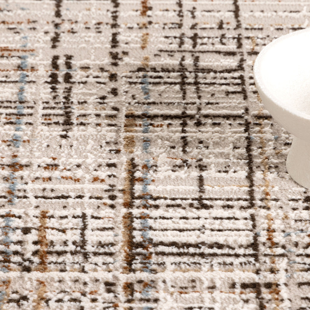 Expressions EX17 White Brown Linear Rug – view 5