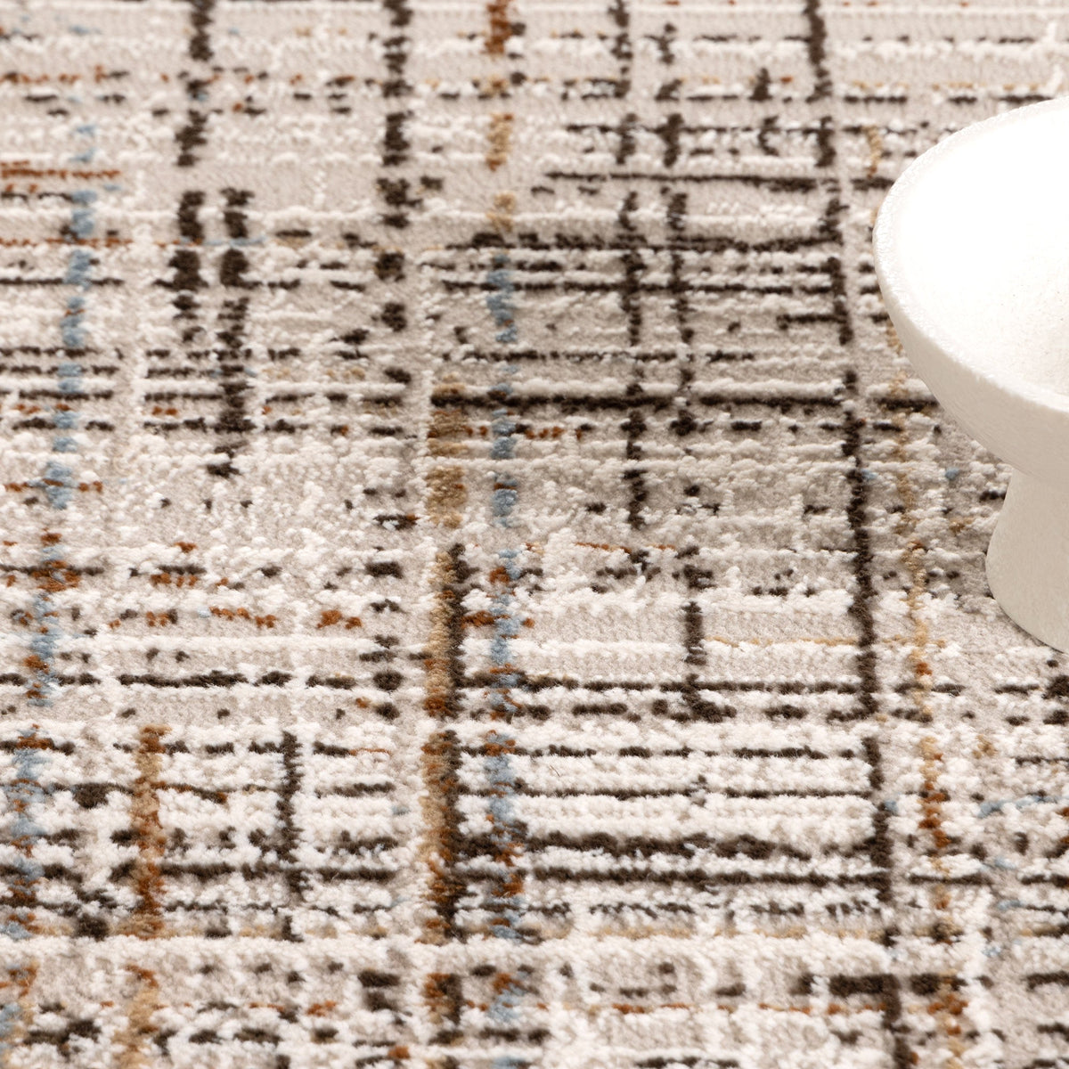 Expressions EX17 White Brown Linear Rug – view 5