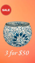 Icy Elegance Mosaic Candle Holder