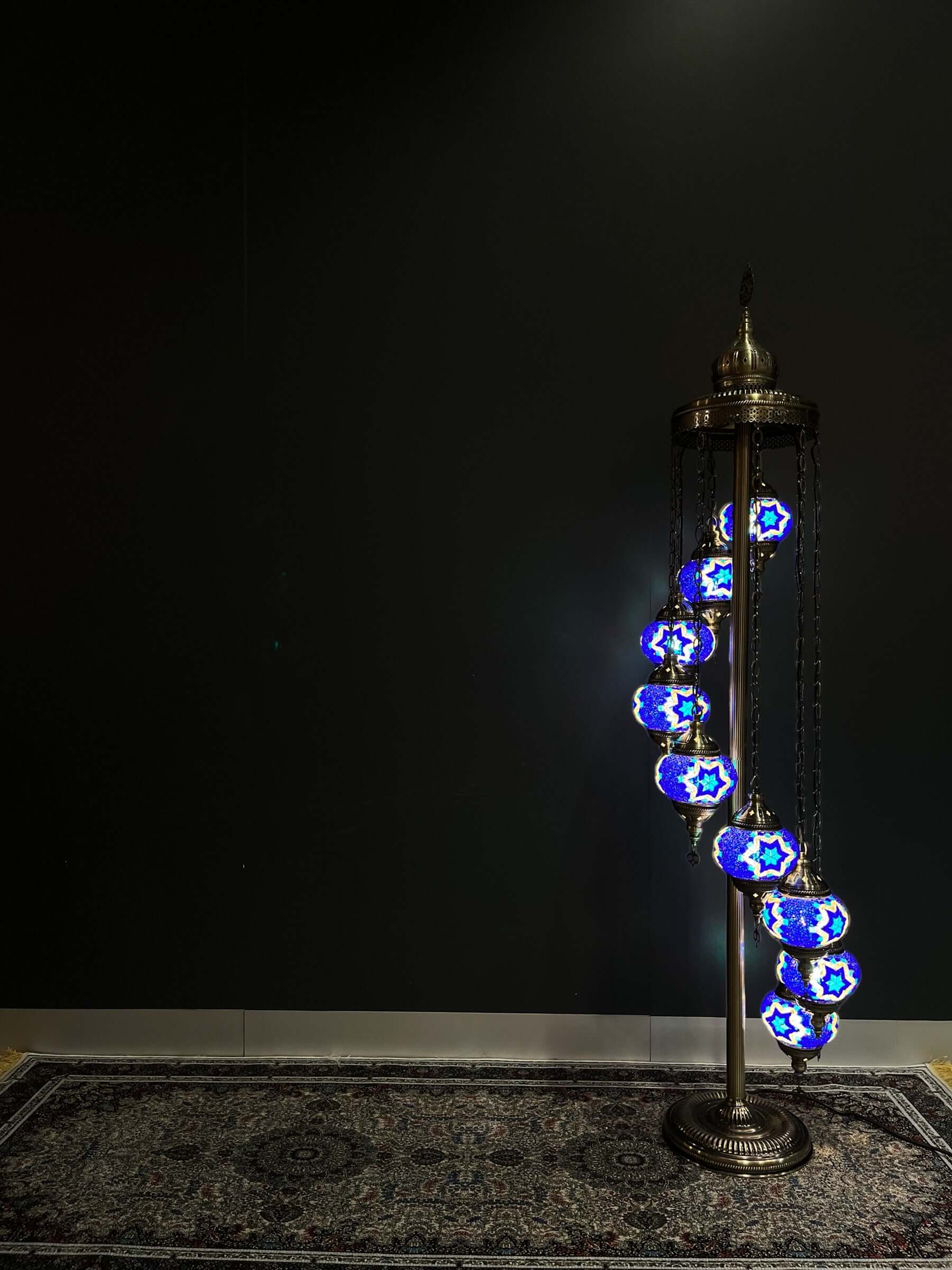 Turkish Mosaic Floor Lamps 9pc- Deep Blue Star