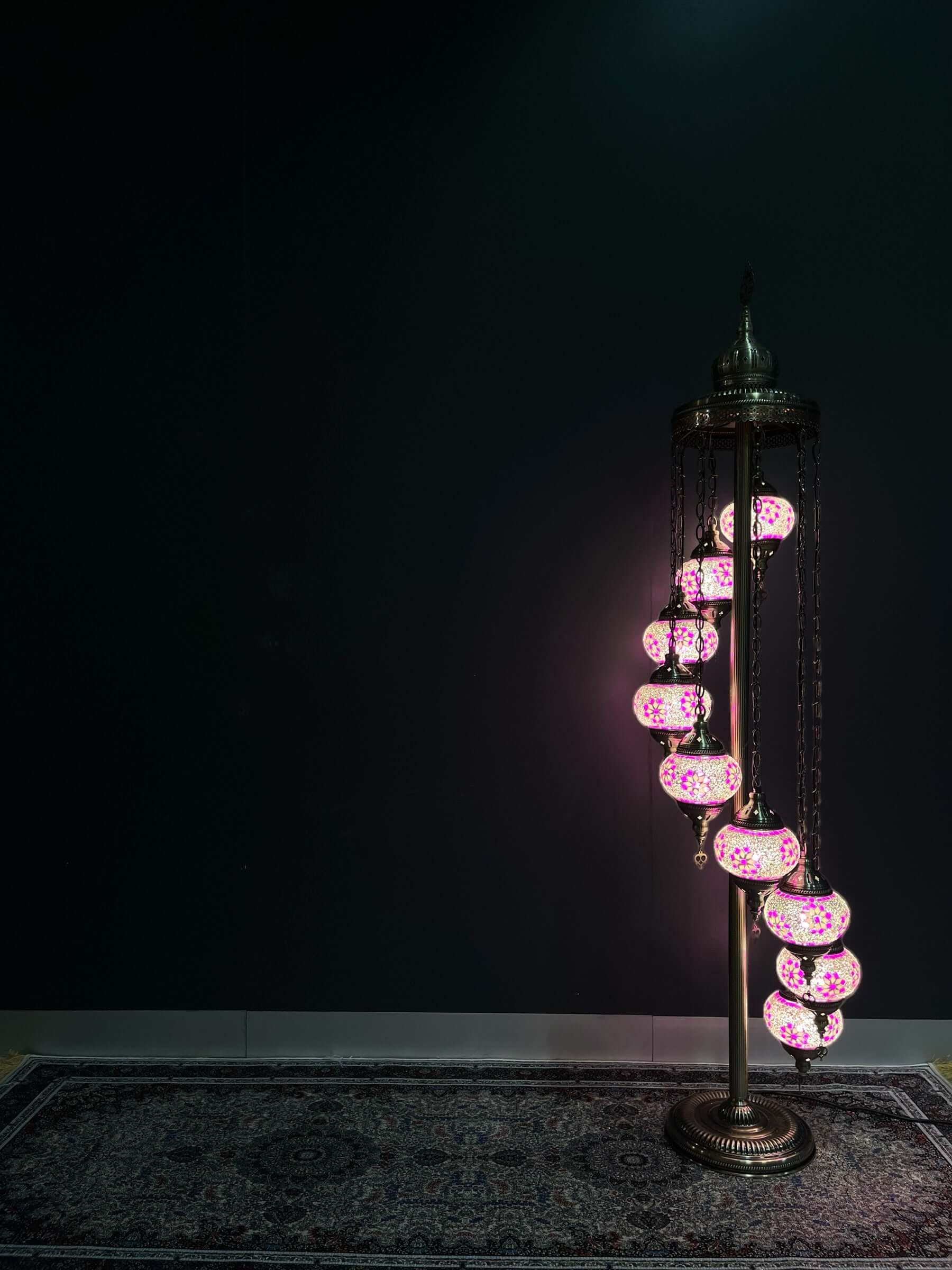 Turkish Mosaic Floor Lamps 9pc- Pink Flower