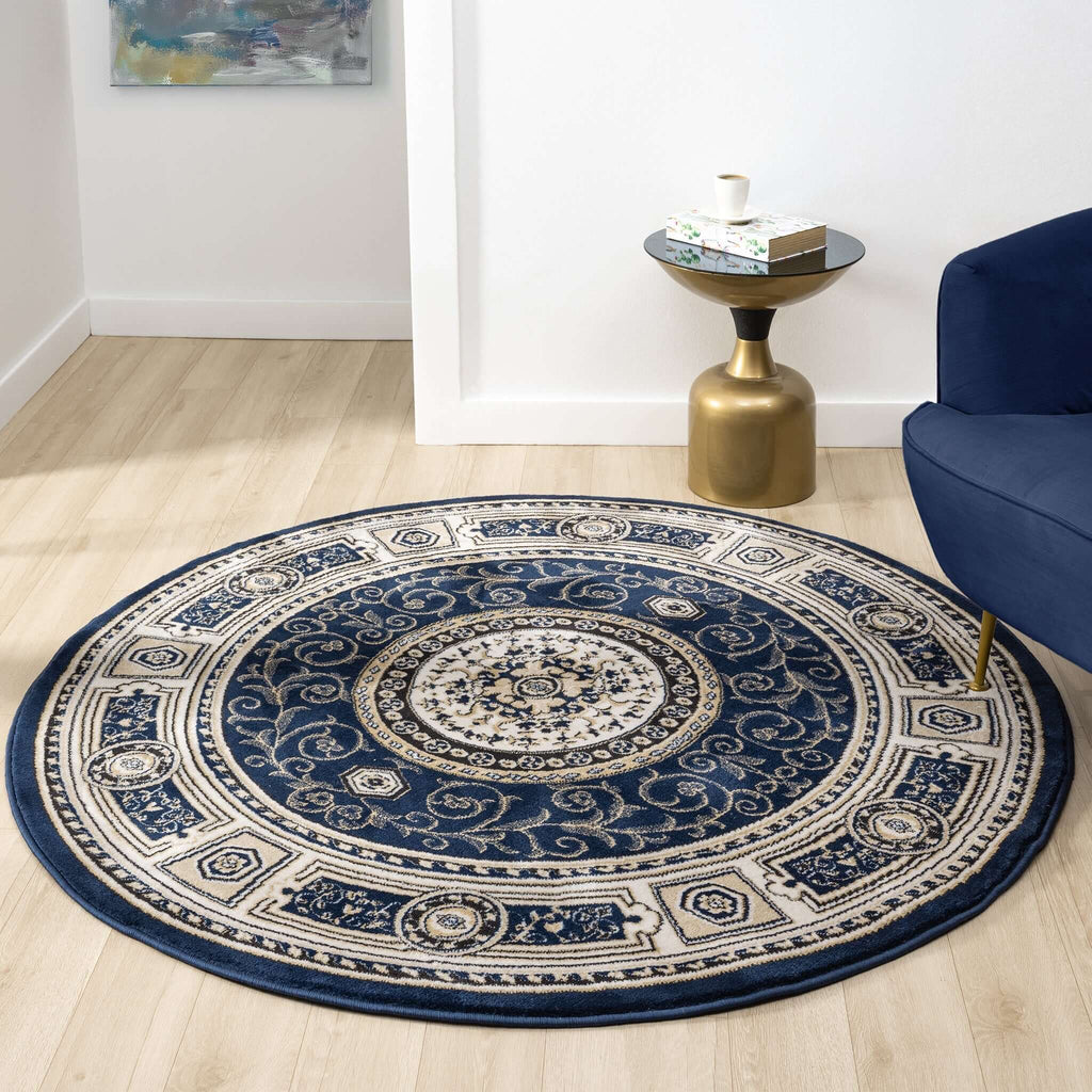 Estate 511 Navy Round Rug lifestyle view