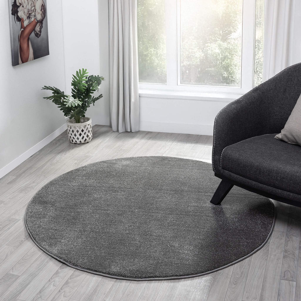 Europa 1000 Dk Grey Round Rug lifestyle view