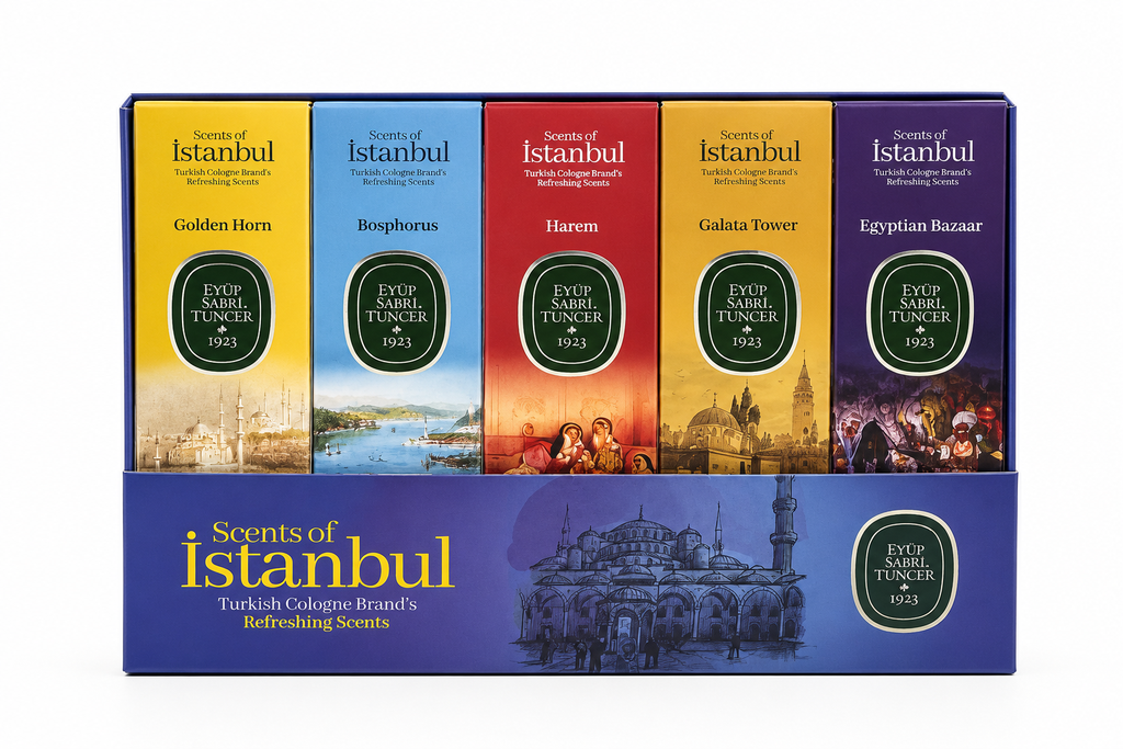 Eyüp Sabri Tuncer Scents of Istanbul Eau de Cologne Gift Set featuring five fragrances.