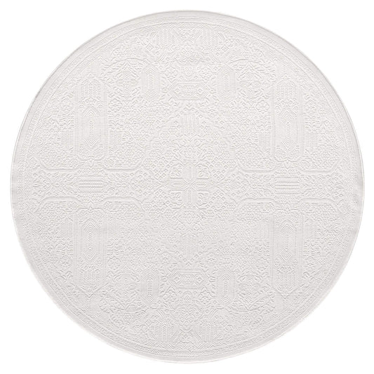 Fable 471 Ivory Round-This serene collection, with its muted tones and patterns, brings harmony and luxury to your floors while being restful for the eyes. The highly decorative and beautifully textured pile is made from polyester and polypropylene, power
