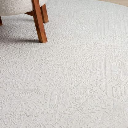 Fable 471 Ivory Round-This serene collection, with its muted tones and patterns, brings harmony and luxury to your floors while being restful for the eyes. The highly decorative and beautifully textured pile is made from polyester and polypropylene, power