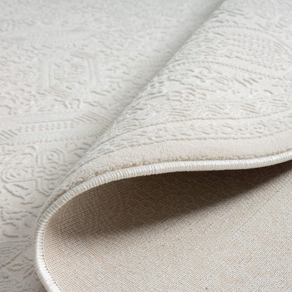Fable 471 Ivory Round-This serene collection, with its muted tones and patterns, brings harmony and luxury to your floors while being restful for the eyes. The highly decorative and beautifully textured pile is made from polyester and polypropylene, power