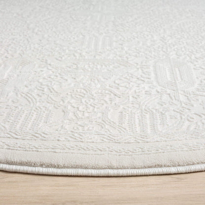 Fable 471 Ivory Round-This serene collection, with its muted tones and patterns, brings harmony and luxury to your floors while being restful for the eyes. The highly decorative and beautifully textured pile is made from polyester and polypropylene, power