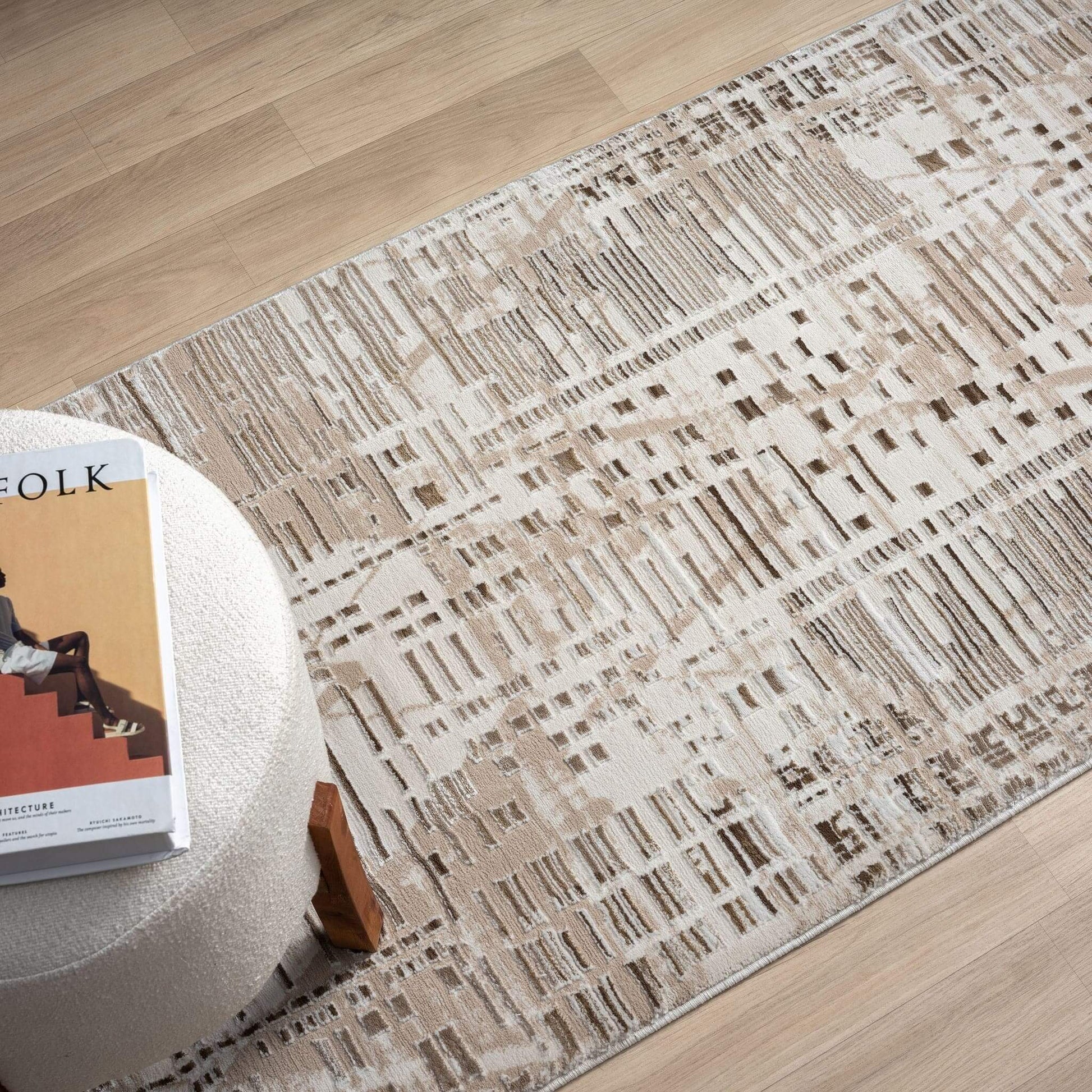 Fable 473 Taupe Runner-This serene collection, with its muted tones and patterns, brings harmony and luxury to your floors while being restful for the eyes. The highly decorative and beautifully textured pile is made from polyester and polypropylene, powe