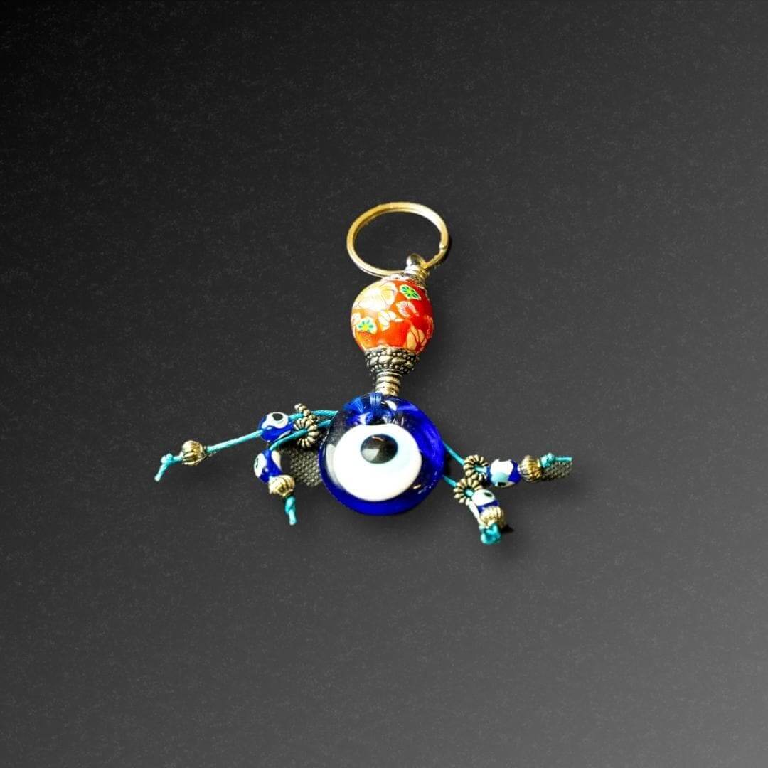 Floral Bead Evil Eye Keyring