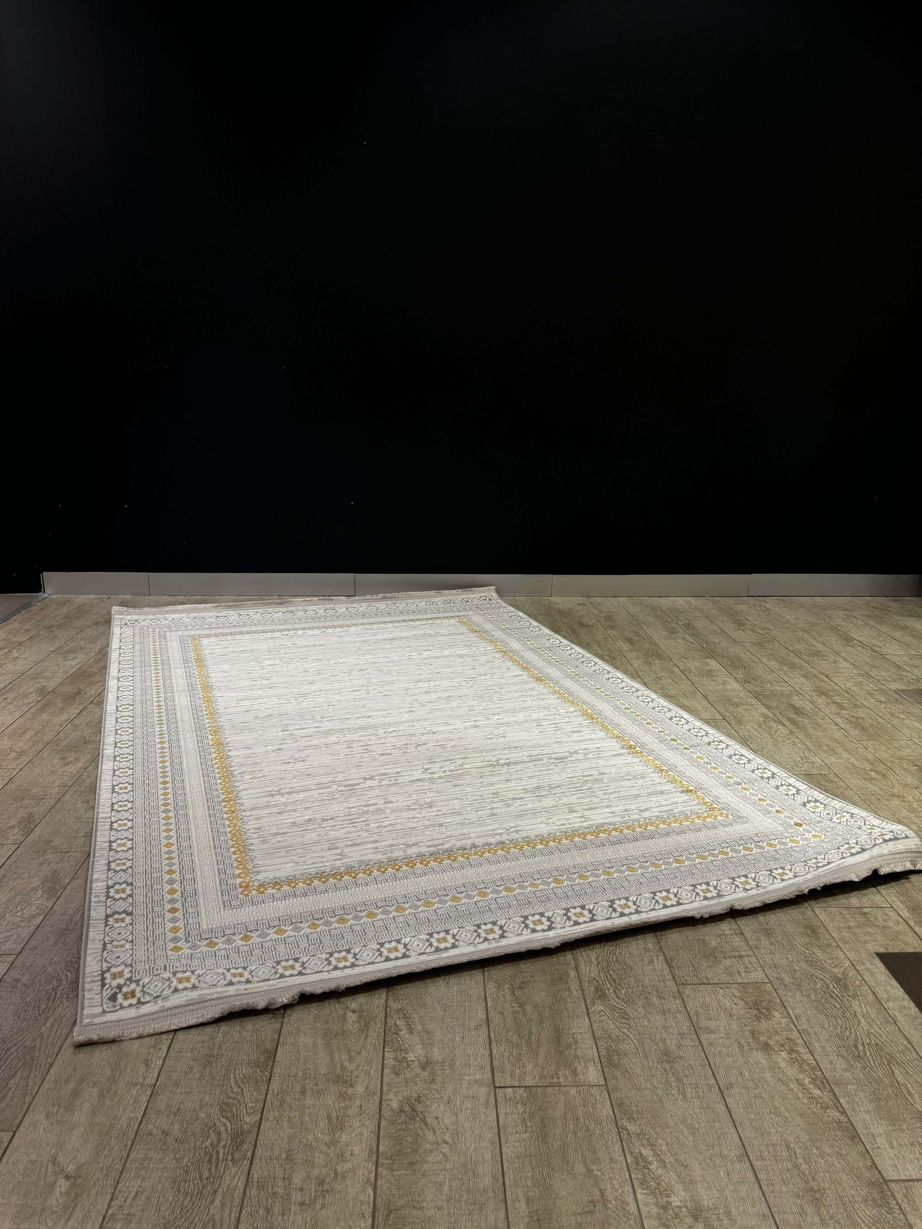 Floral Border Turkish Rug – Subtle Texture Collection