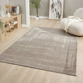 Fortune 771 Beige minimalist area rug enhancing a serene living space with muted color palette.