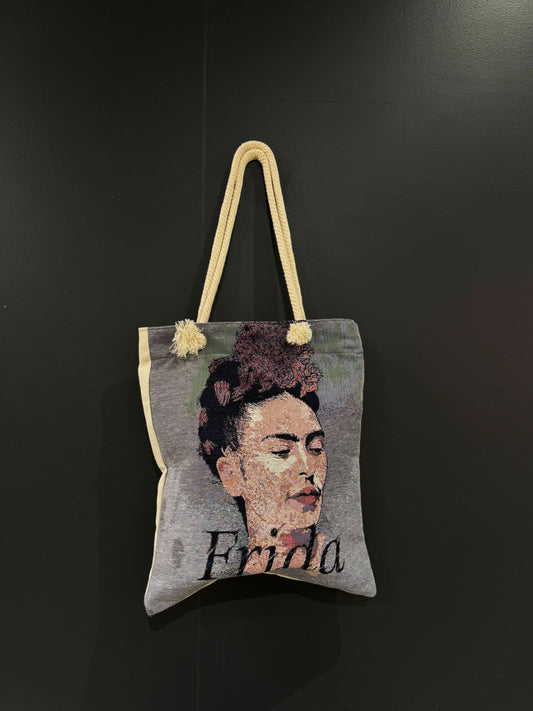 Frida Portrait Tote Bag-Celebrate art with the Frida Portrait Tote Bag! Featuring a beautiful Frida Kahlo design, this durable tote is ideal for art lovers and stylish everyday use.-Bazaar G Rugs N Gifts
