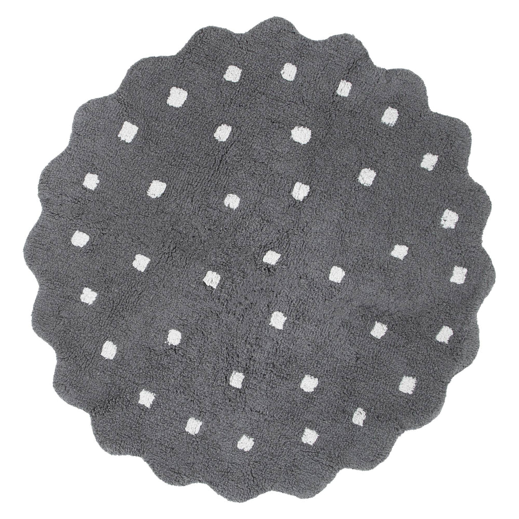 Mellow Grey Round Scalloped Kids Rug – view 2