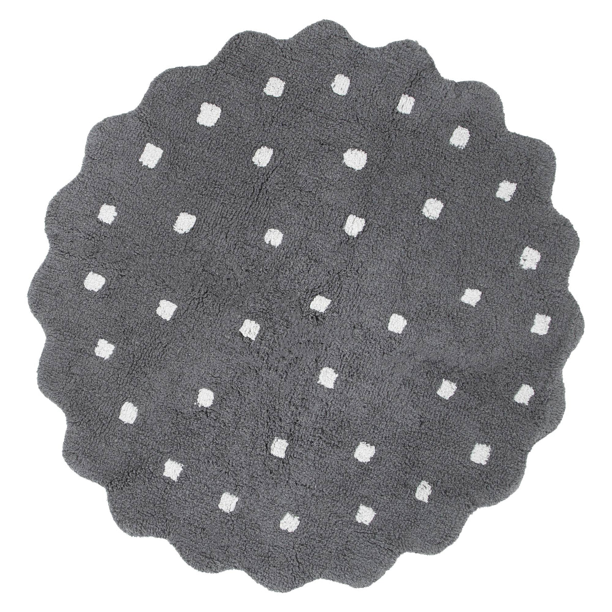 Mellow Grey Round Scalloped Kids Rug – view 2
