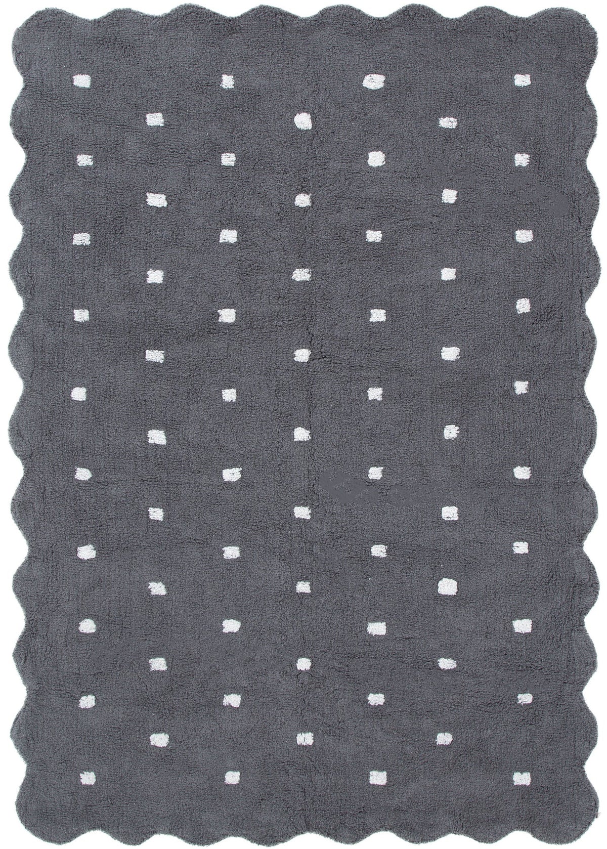 Mellow Rectangle Scalloped Kids Rug Grey – view 2