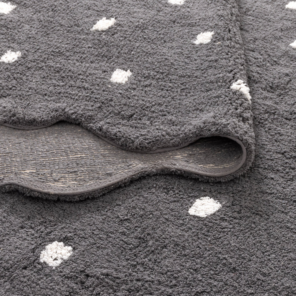 Mellow Grey Round Scalloped Kids Rug – view 4