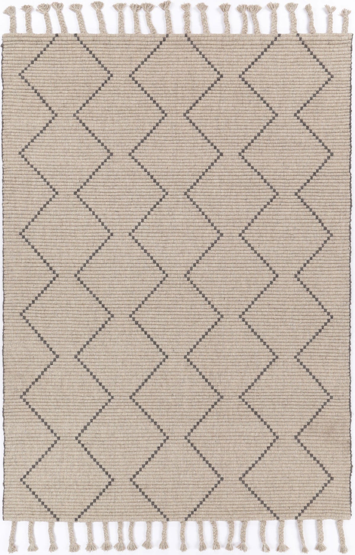 Goa Zig-Zag Wool Blend Ash Rug - D2ASH – view 2