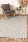 Goa Zig-Zag Wool Blend Grey Rug - D2GRE styled with furniture