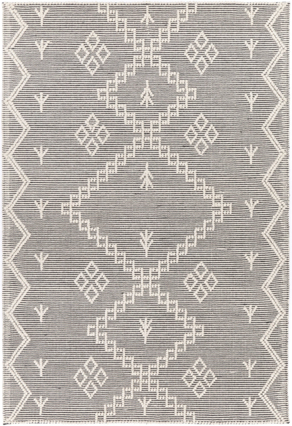 Goa Aztec Wool Blend Cream Rug -  (No Tassel) -D5CRE – view 2